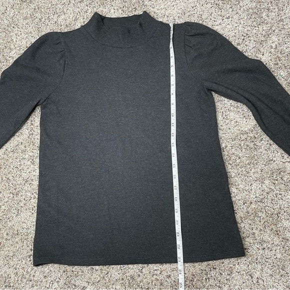 Madewell (Re)sourced Plush Mockneck Puff Sleeve Top in Charcoal Grey Small - Picture 9 of 9